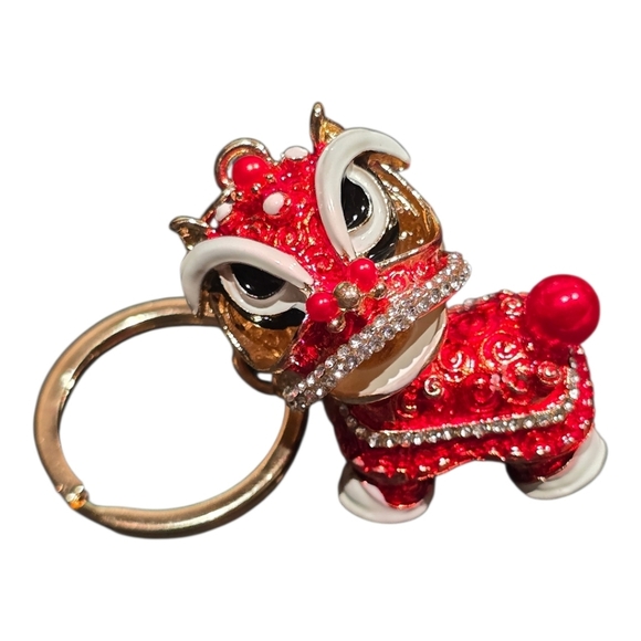 Handbags - Chinese Red Dragon Goldtone Key Chain Bag Charm
